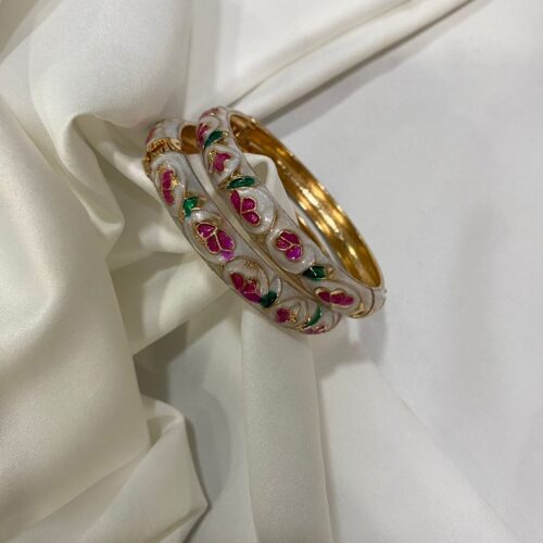 Enamel Bracelets Pair (White)