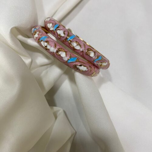 Enamel Bracelets Pair (Pink)