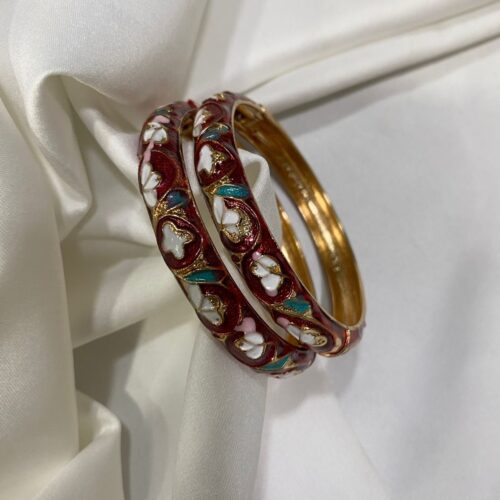 Enamel Bracelets Pair (Maroon)