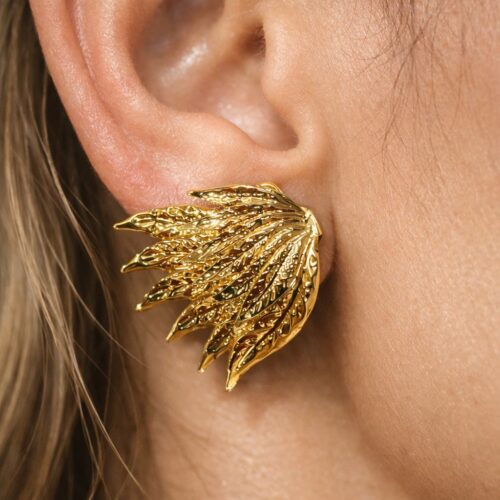 golden feather earrings