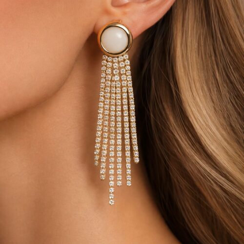 Stone Tassel Earrings